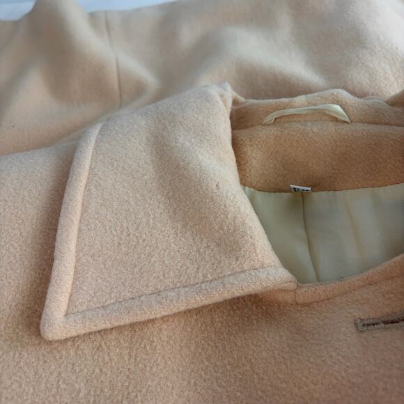 Vintage Beige Tan Double Breasted Kfashion Neutral Trench Maxi Coat Sz L - Picture 10 of 10